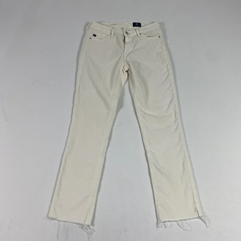 AG Adriano Goldschmied Prima‎ Jeans Womens 25R White Corduroy Cigarette